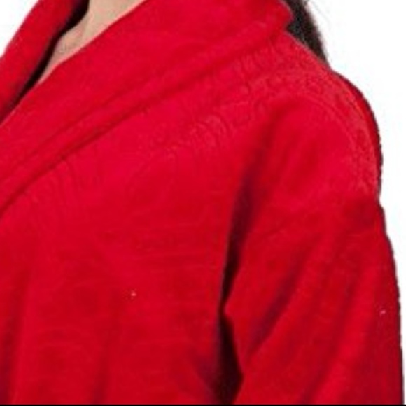 100% Natural Turkish Cotton Ladies Bathrobe Red - Picture 4 of 4